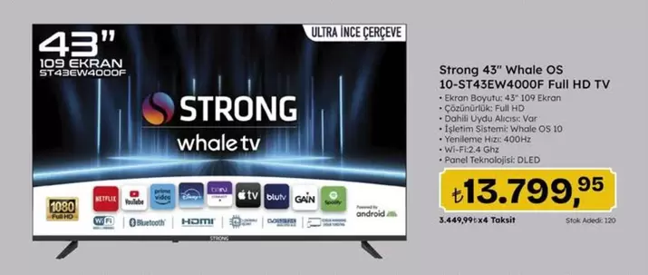 43" Whole OS 10-ST43EW4000F Full HD TV