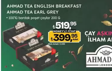 AHMAD TEA ENGLISH BREAKFAST AHMAD TEA EARL GREY 100'LÜ BARDAK POŞET ÇAYLAR 200 G