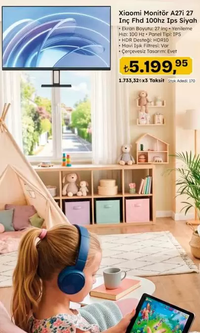 Xiaomi - Monitor A27i 27 İnç Fhd 100Hz Ips Siyah
