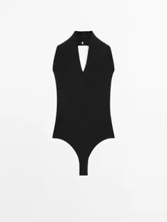 Halter knit V-neck bodysuit - STUDIO