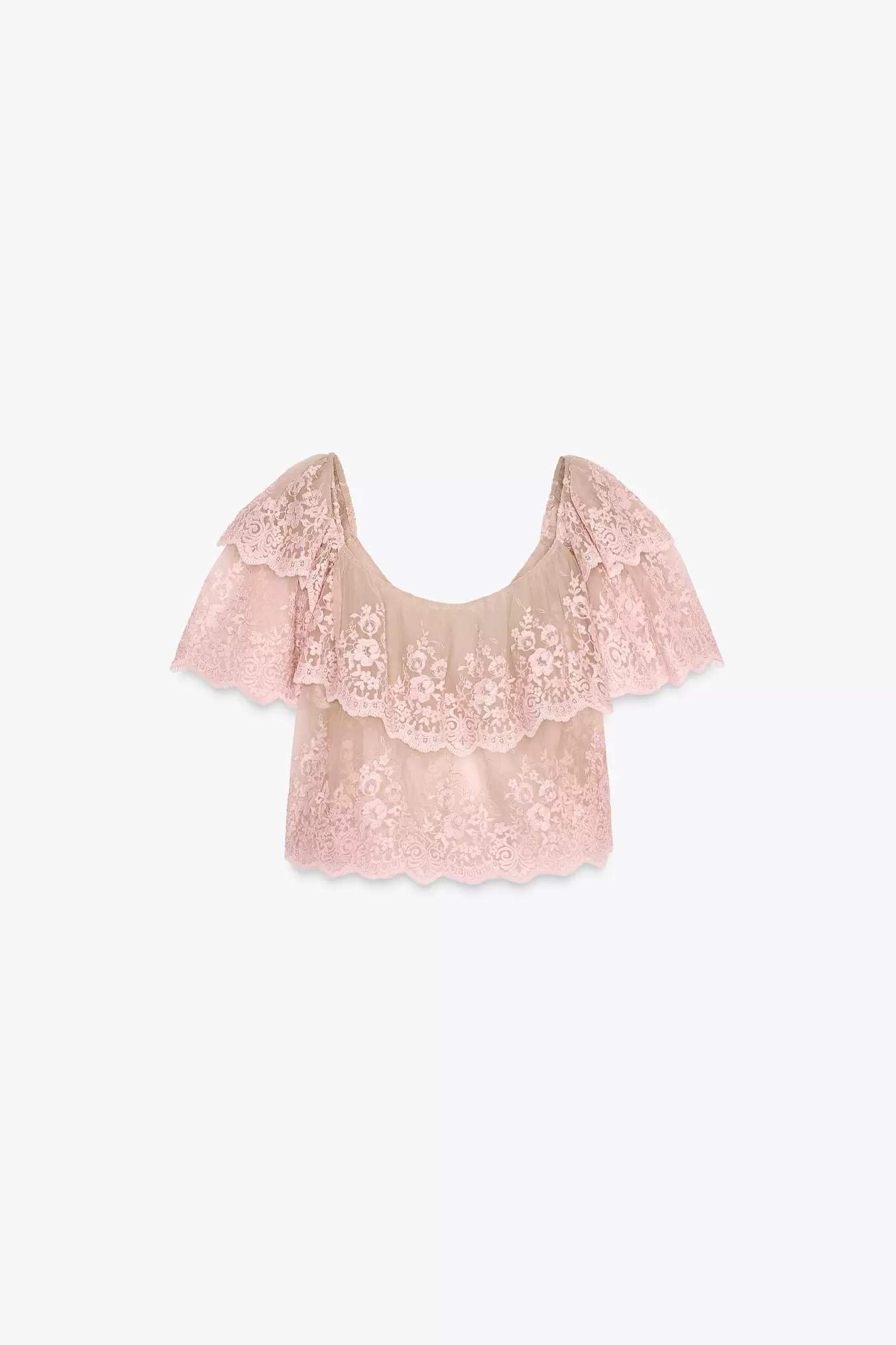 EMBROIDERED RUFFLED TOP