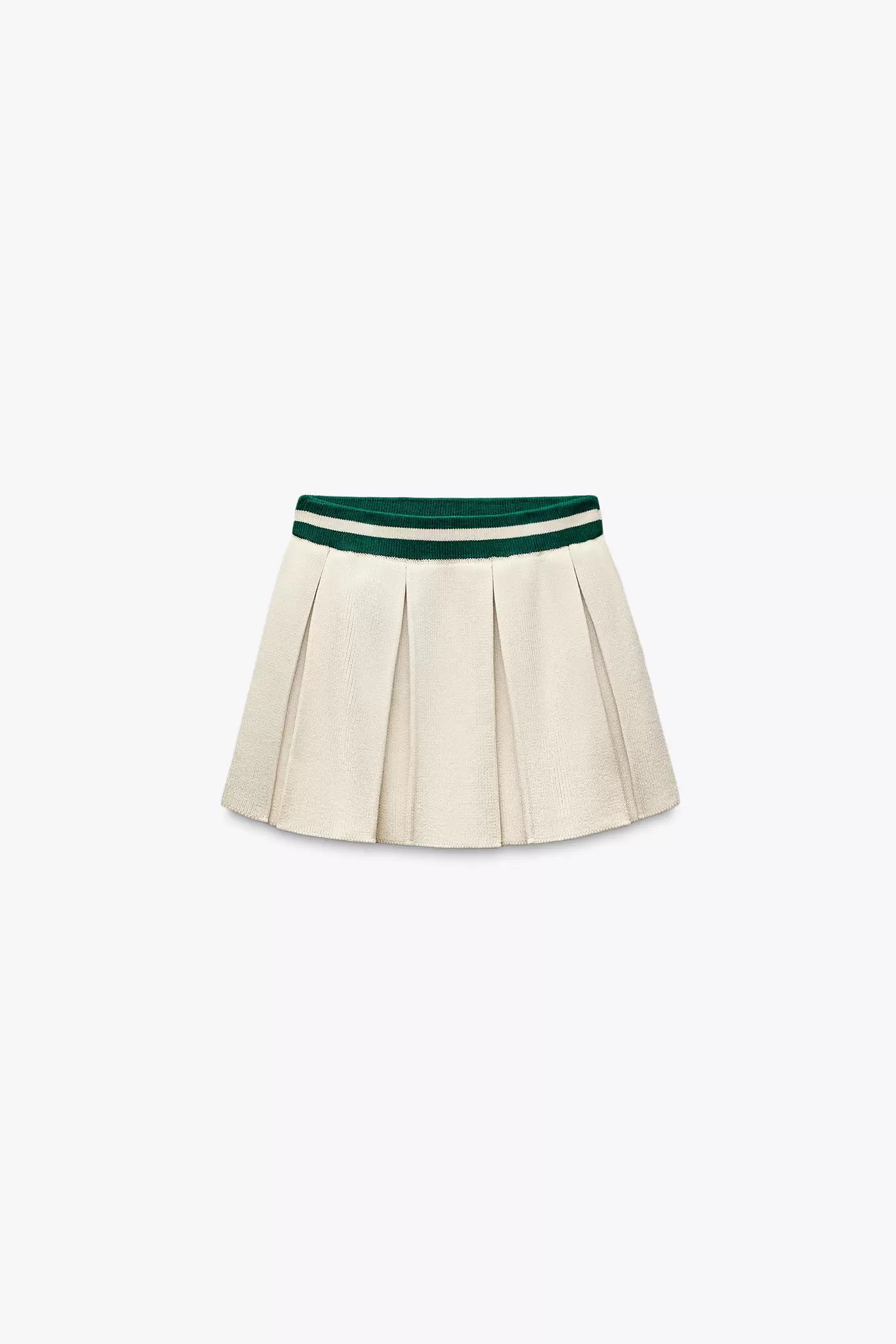 BOX PLEAT KNIT MINI SKIRT