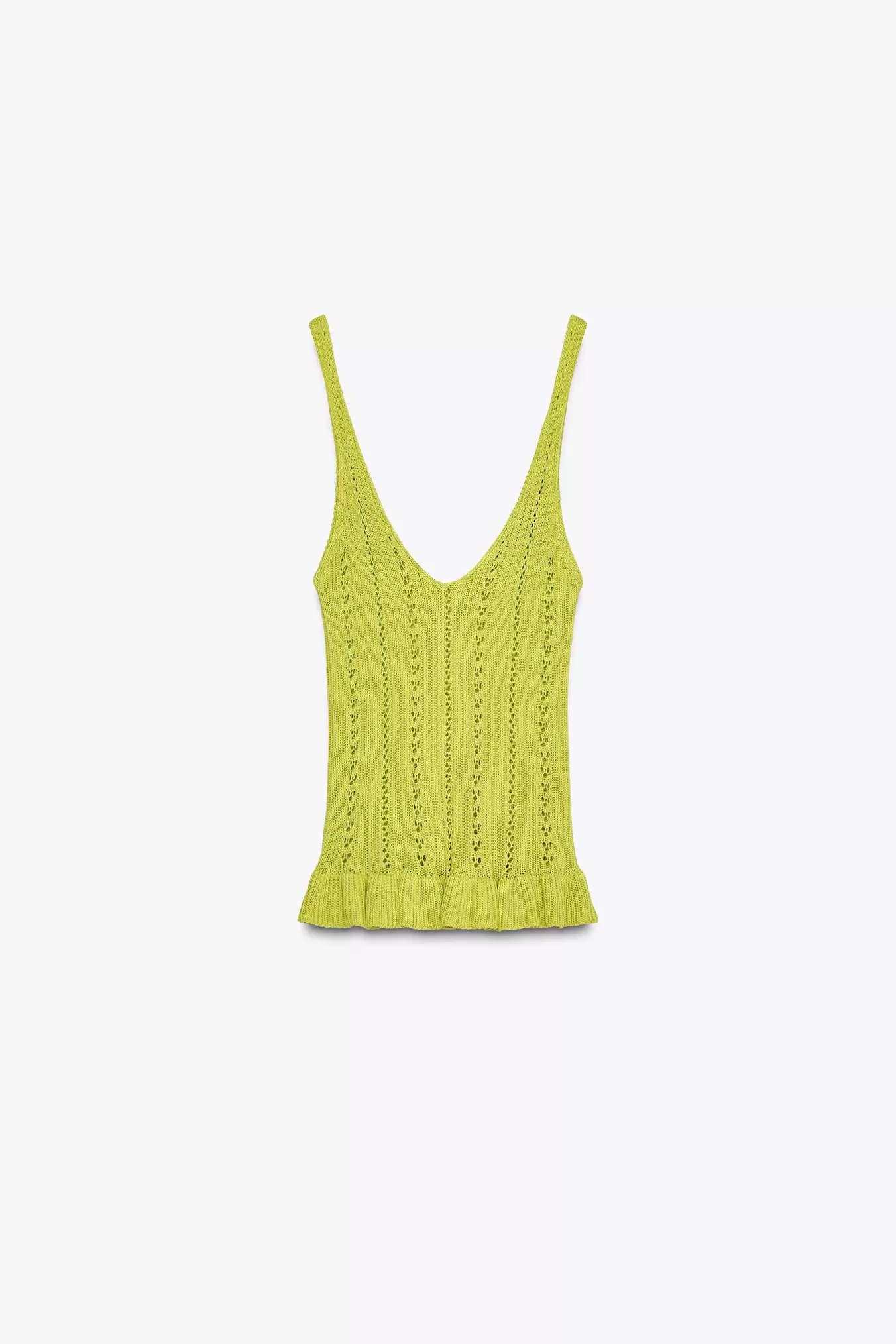 POINTELLE KNIT TOP WITH RUFFLES