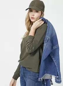 Aeropostale K-Artemis-Y Bisiklet Yaka Uzun Kollu    Haki Kadın Sweatshirt