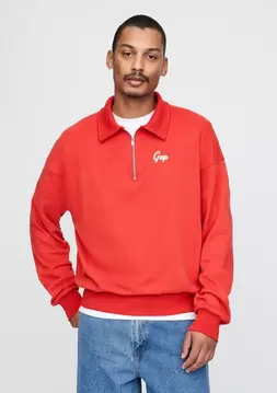 %50 VintageSoft Gap Logo Polo Sweatshirt