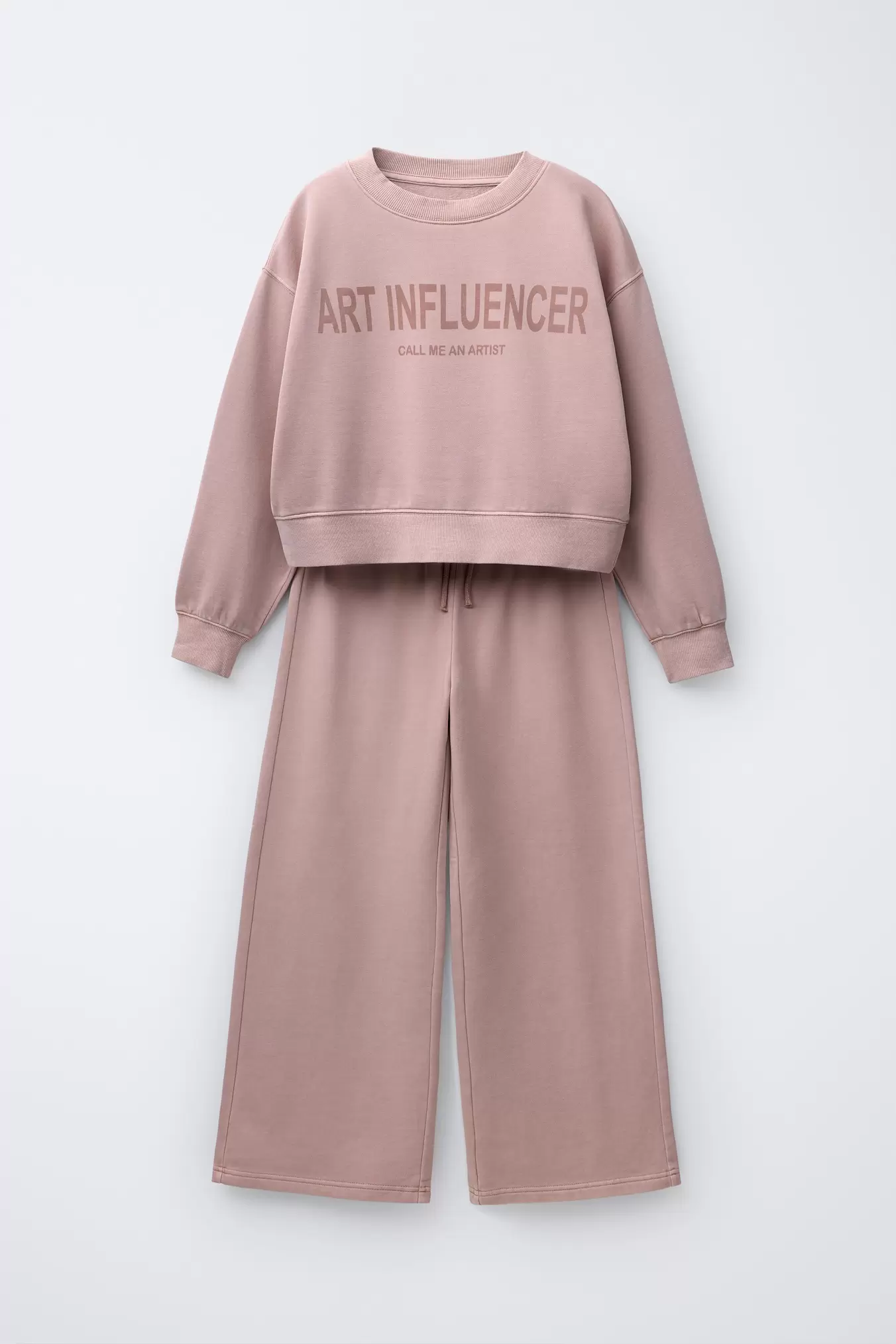 SLOGAN SWEATSHIRT AND WIDE-LEG TROUSERS SET