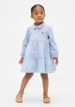 %20 Kız Bebek | Tiered Oxford Gömlek Elbise