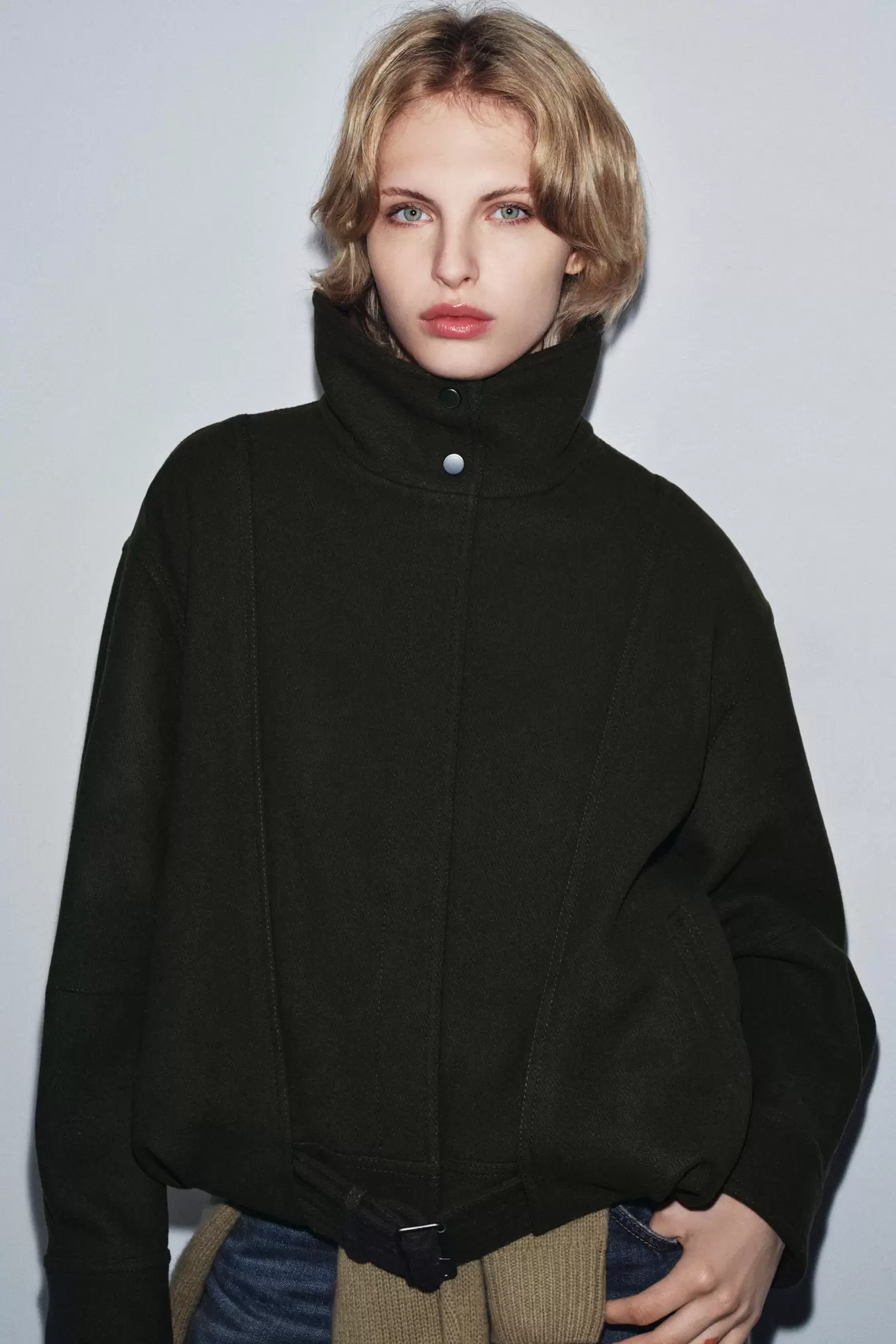 MINIMAL WOOL BOMBER JACKET ZW COLLECTION
