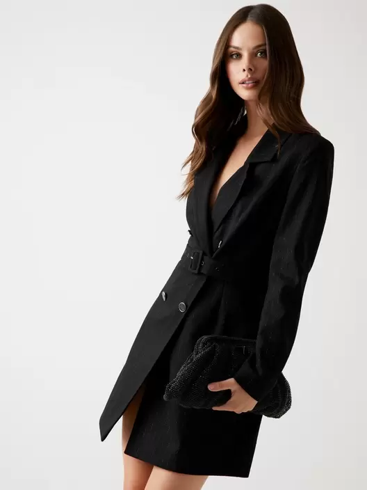 Vestido blazer con raya diplomática