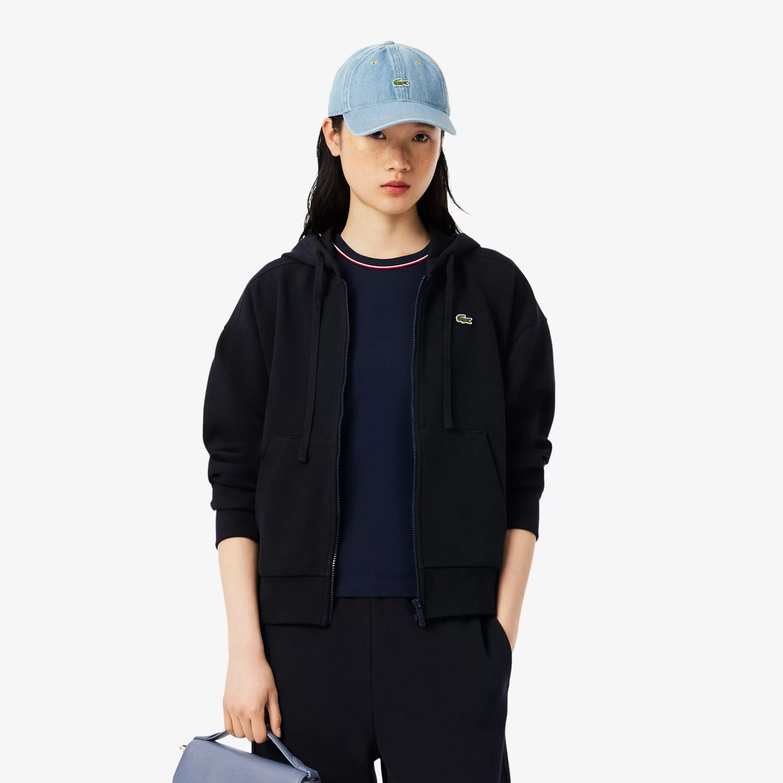 Lacoste Kadın Regular Fit Fermuarlı Lacivert Sweatshirt