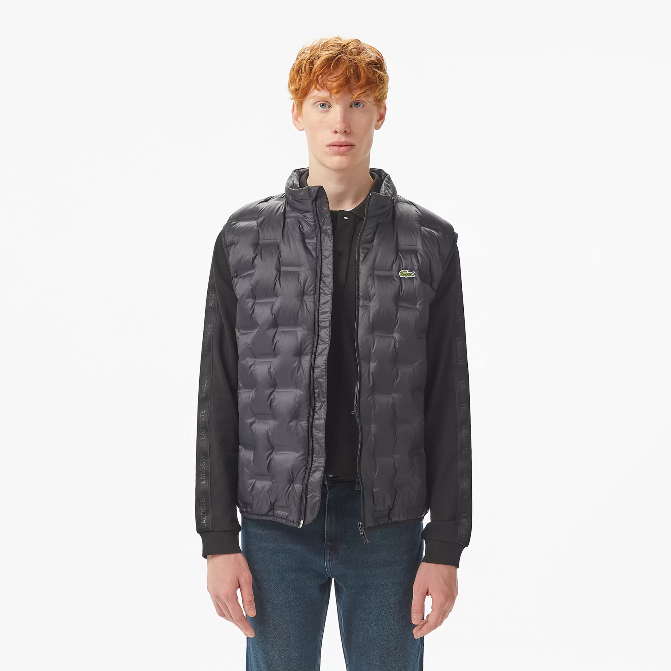 Lacoste Erkek Dik Yaka Kapitone Siyah Yelek