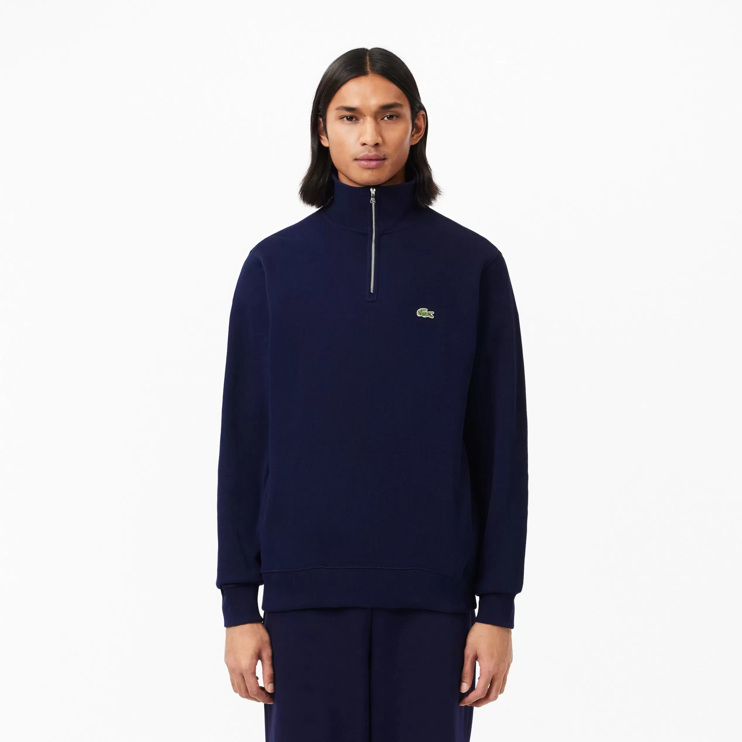 Lacoste Erkek Classic Fit Yarım Fermuarlı Lacivert Sweatshirt