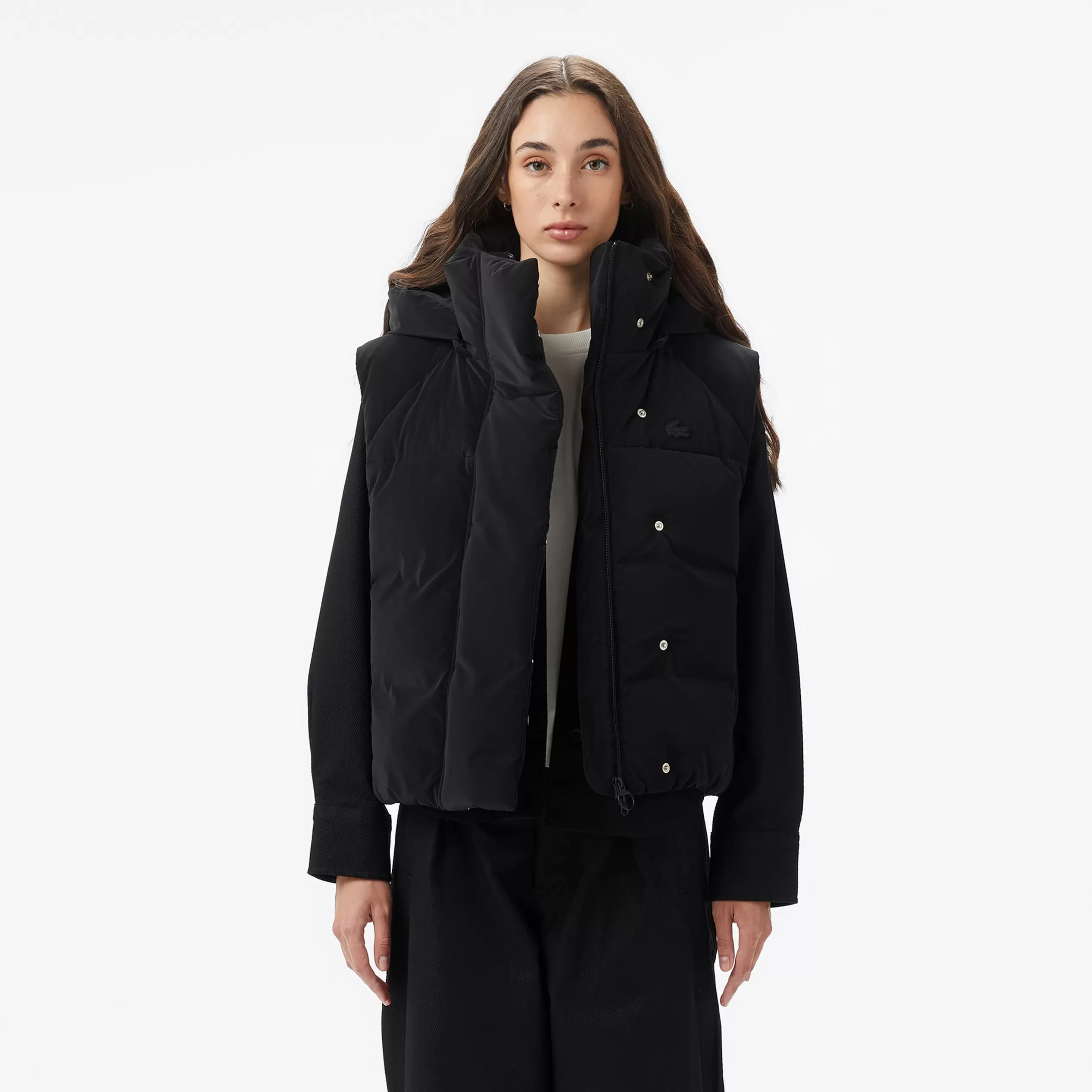 Lacoste Kadın Kapüşonlu Siyah Yelek
