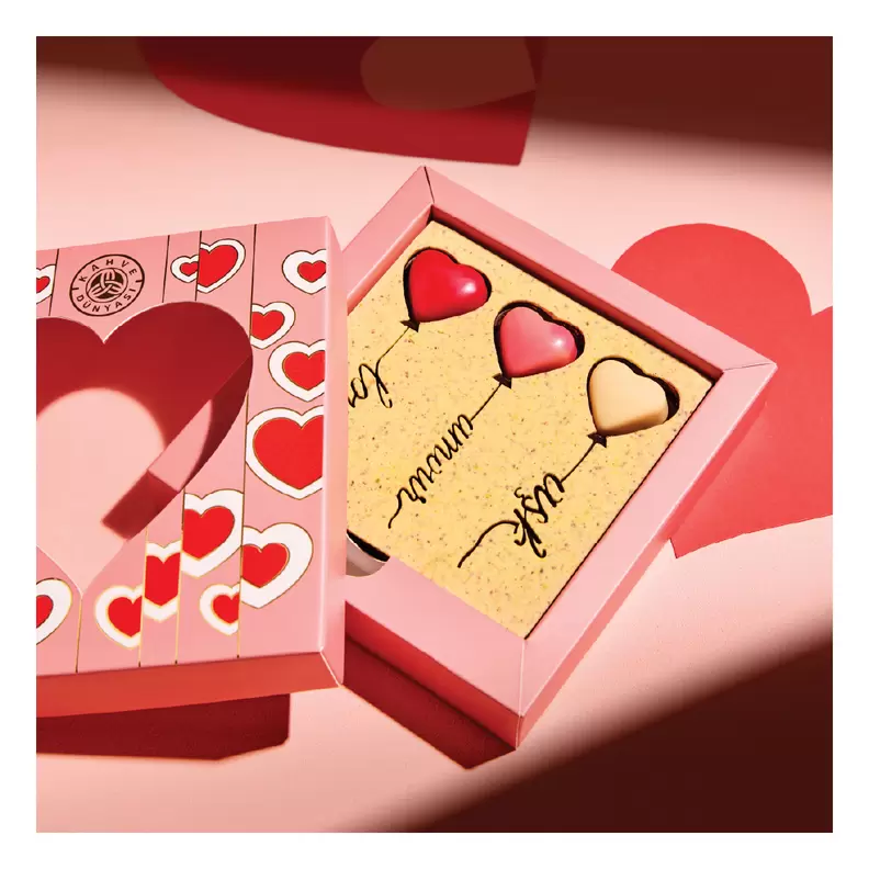 Sevgililer Günü 3 Kalpli Tablet Çikolata