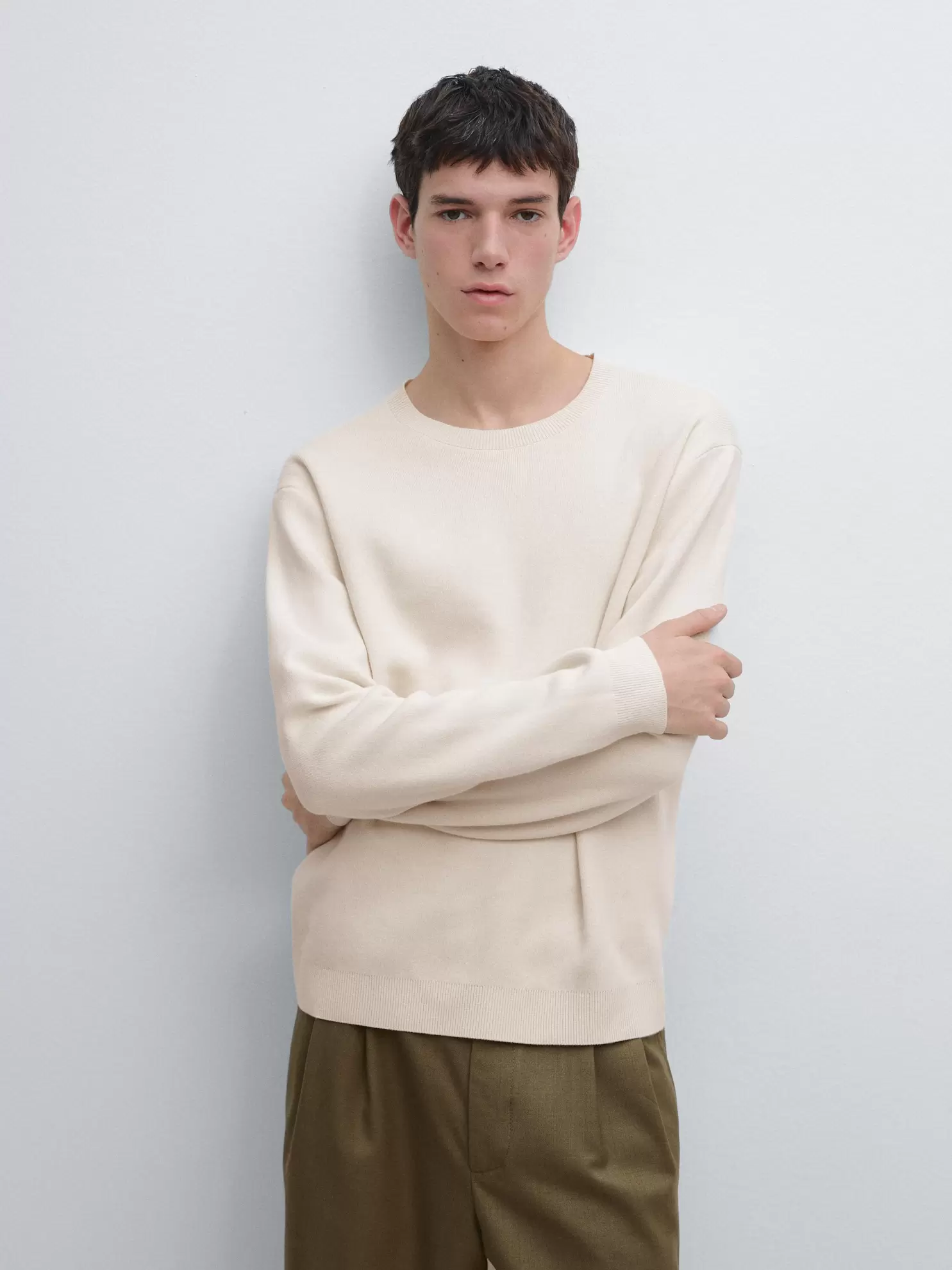 Bisiklet yaka pamuklu triko kazak