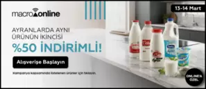 13 - 14 Mart Ayranlarda 2. Ürün %50 İndirimli!