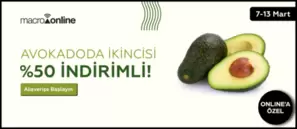 7 - 13 Mart Avokado 2. Ürün %50 İndirimli!