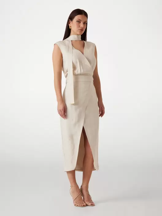 Vestido midi cruzado jacquard Marciano