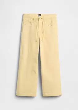 Kız Çocuk | High Rise İşlemeli Drawstring Wide-Leg Jean Pantolon