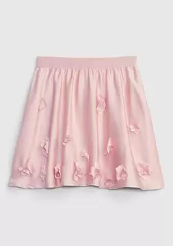 Kız Çocuk | Çiçek Motifli Saten Etek