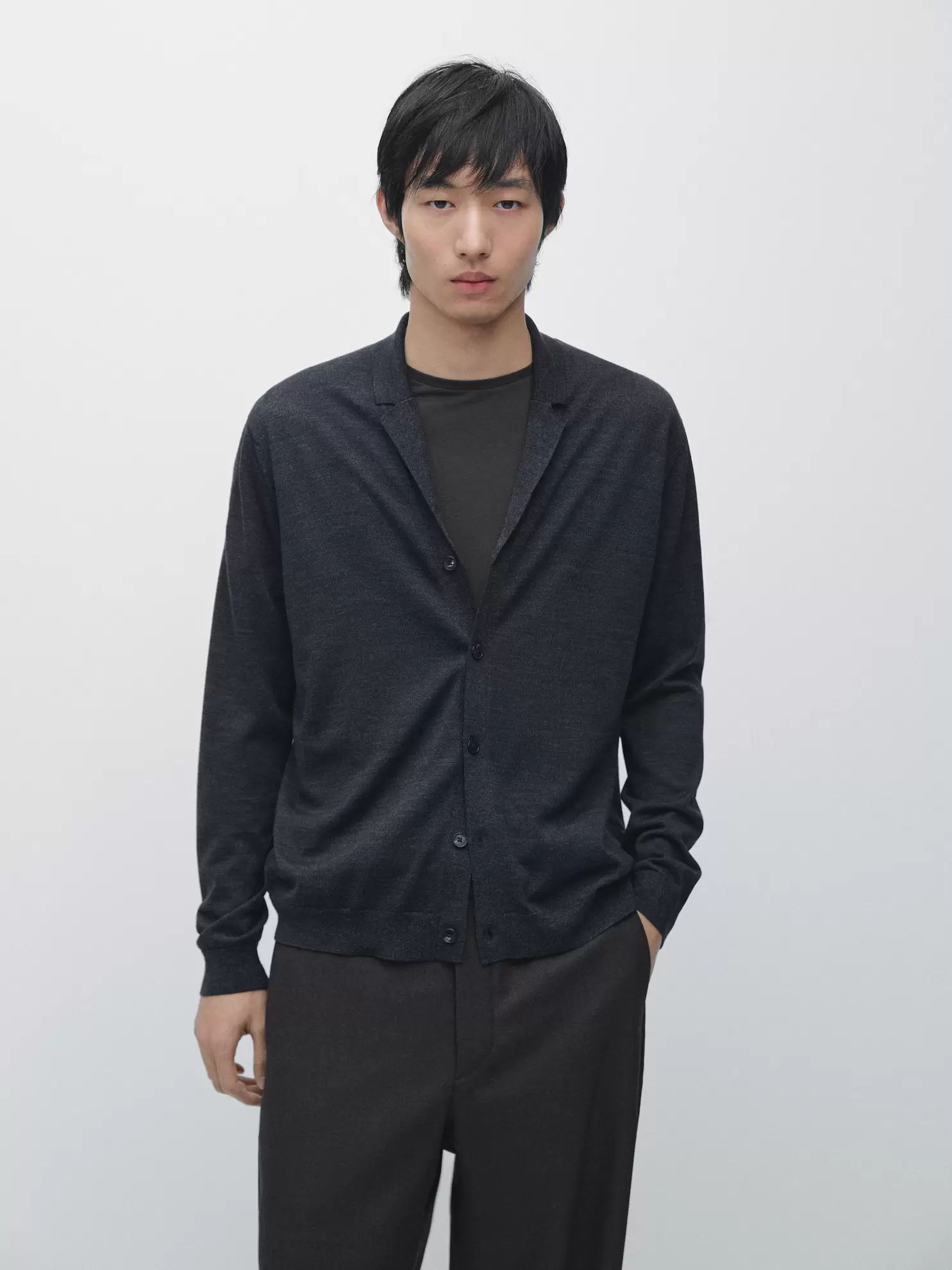 Yün katlı yaka triko hırka