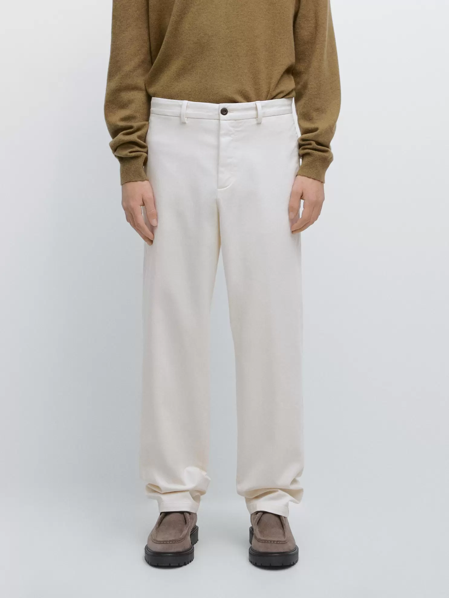 Elastik belli pamuklu fitilli kumaş pantolon