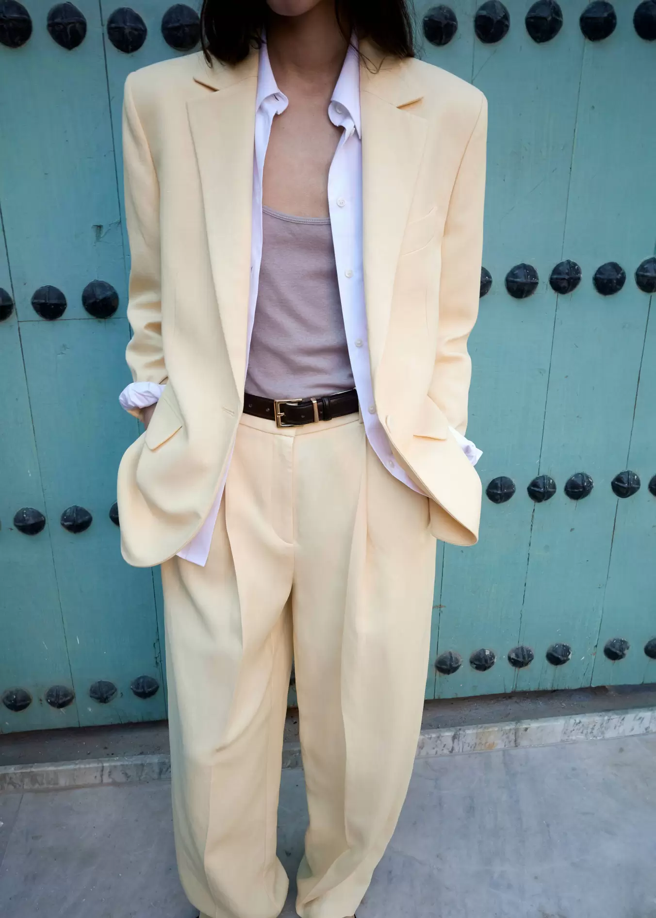 Düz kesim keten pantolon