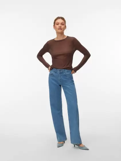 SNRANCY Mittlere Taille Weiter Beinschnitt Jeans