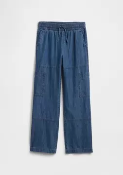 Kız Çocuk | Kids Pull-On Relaxed Denim Kargo Pantolon