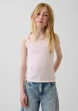 Kız Çocuk | Waffle Dantel Kenarlı Cami Atlet