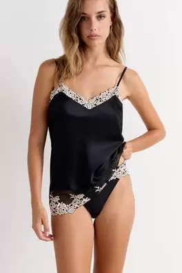 Pretty Flowers İnce Askılı İpek Üst