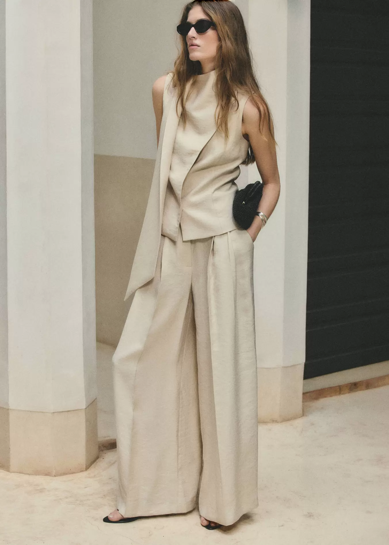 Wideleg lyocell pantolon