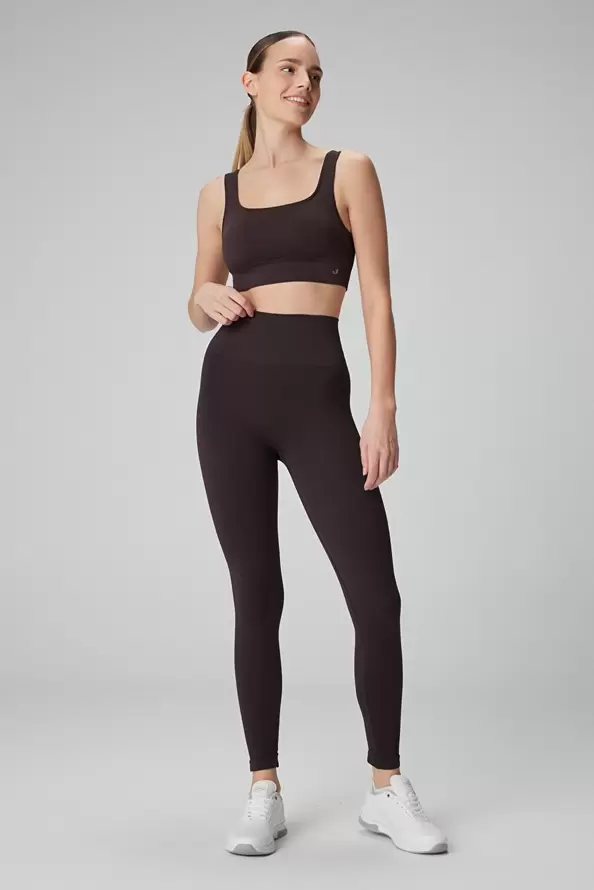 Jerf Holly Petek Desenli Yüksek Bel Tayt Acı Kahve