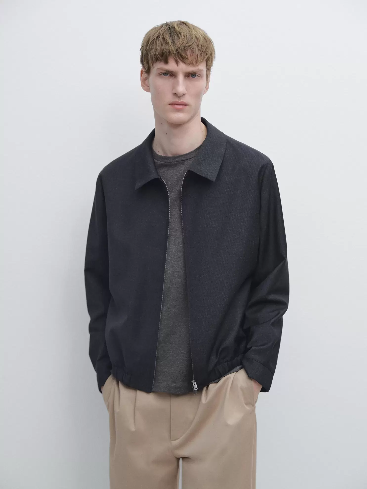 Kazayağı desenli yün ceket