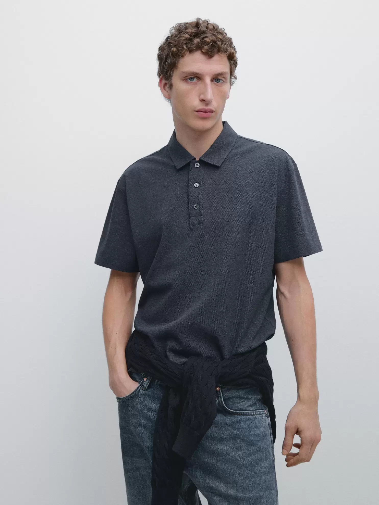 Kısa kollu pamuklu polo yaka t-shirt