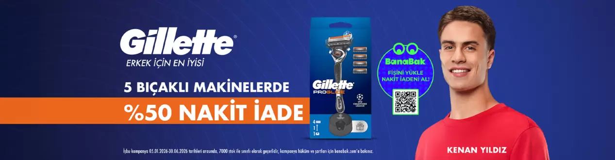 Gilette 5 Bıçaklı Makinelerde %50 Nakit İade