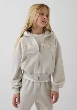 Kız Çocuk | VintageSoft Oversized Logo Fermuarlı Sweatshirt