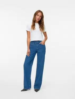 SNRANCY Mid Rise Weiter Beinschnitt Jeans