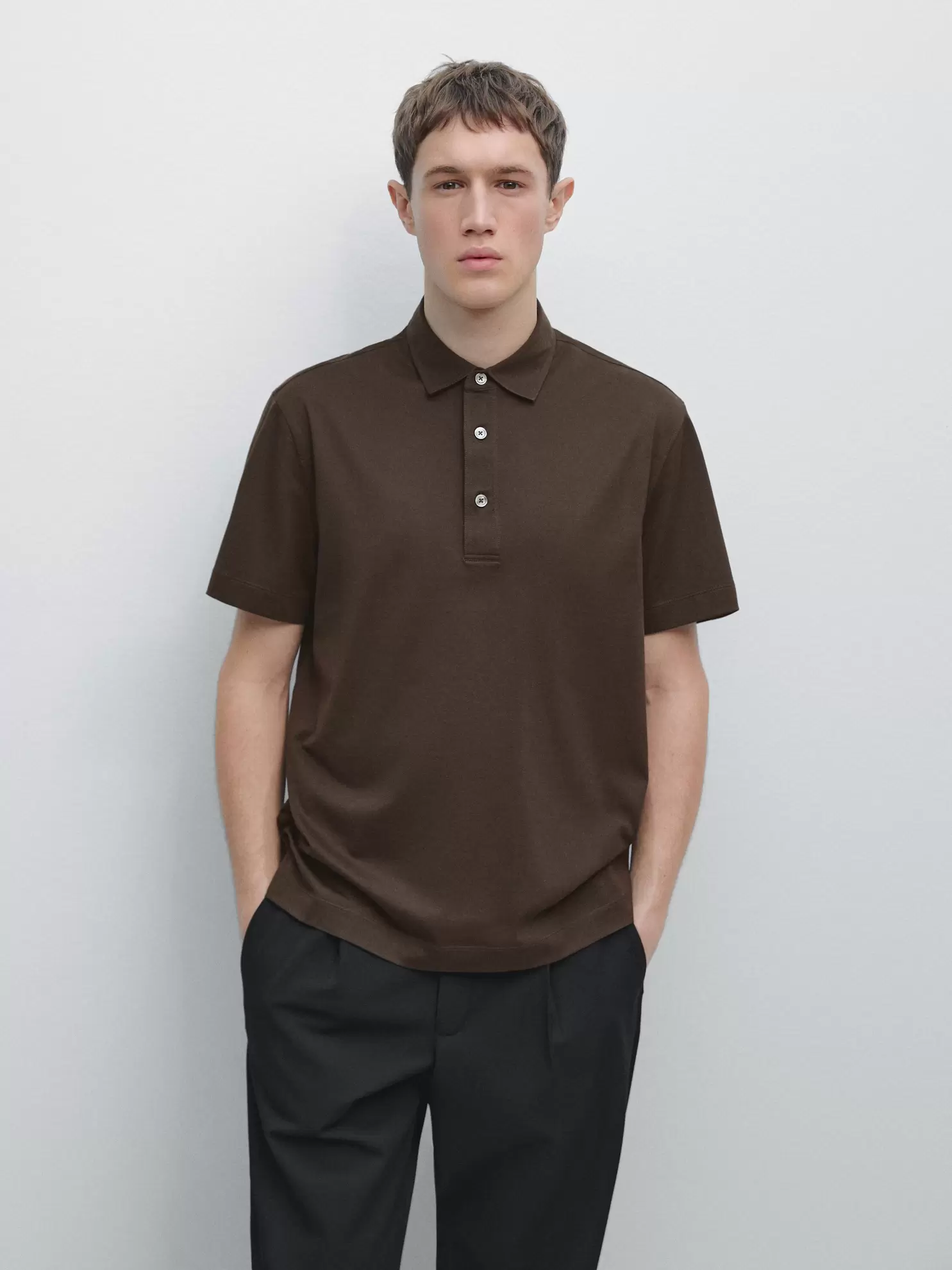 Pamuk karışımlı kısa kollu polo yaka t-shirt