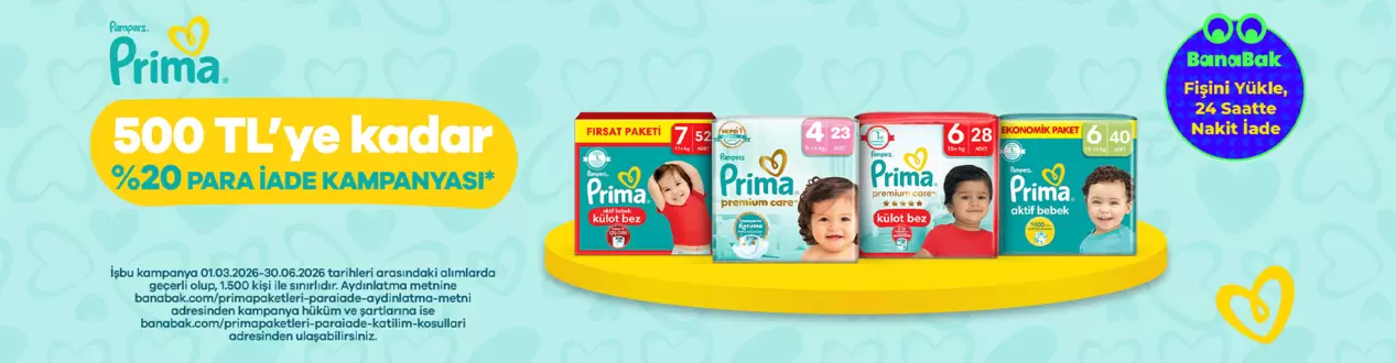 Prima 500 TL'ye Kadar %20 Para İade Kampanyası