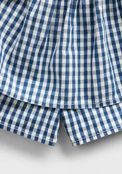 Kız Çocuk | Gingham Denim Katmanlı Şort Etek