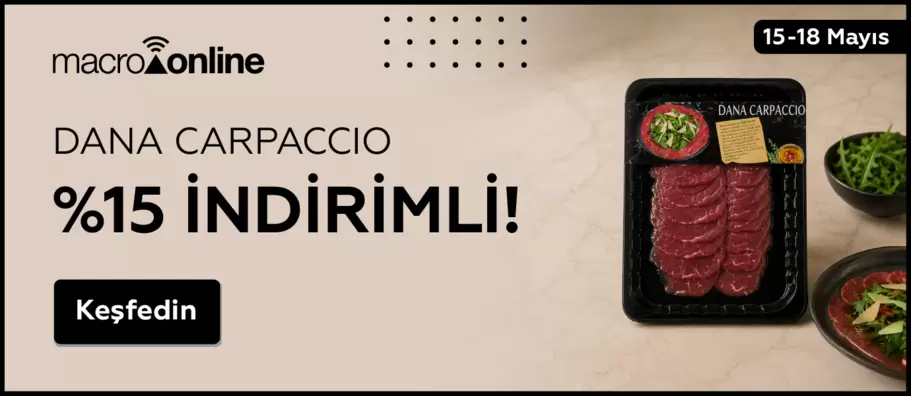 15 - 18 Mayıs Dana Carpaccio'da %15 İndirim!