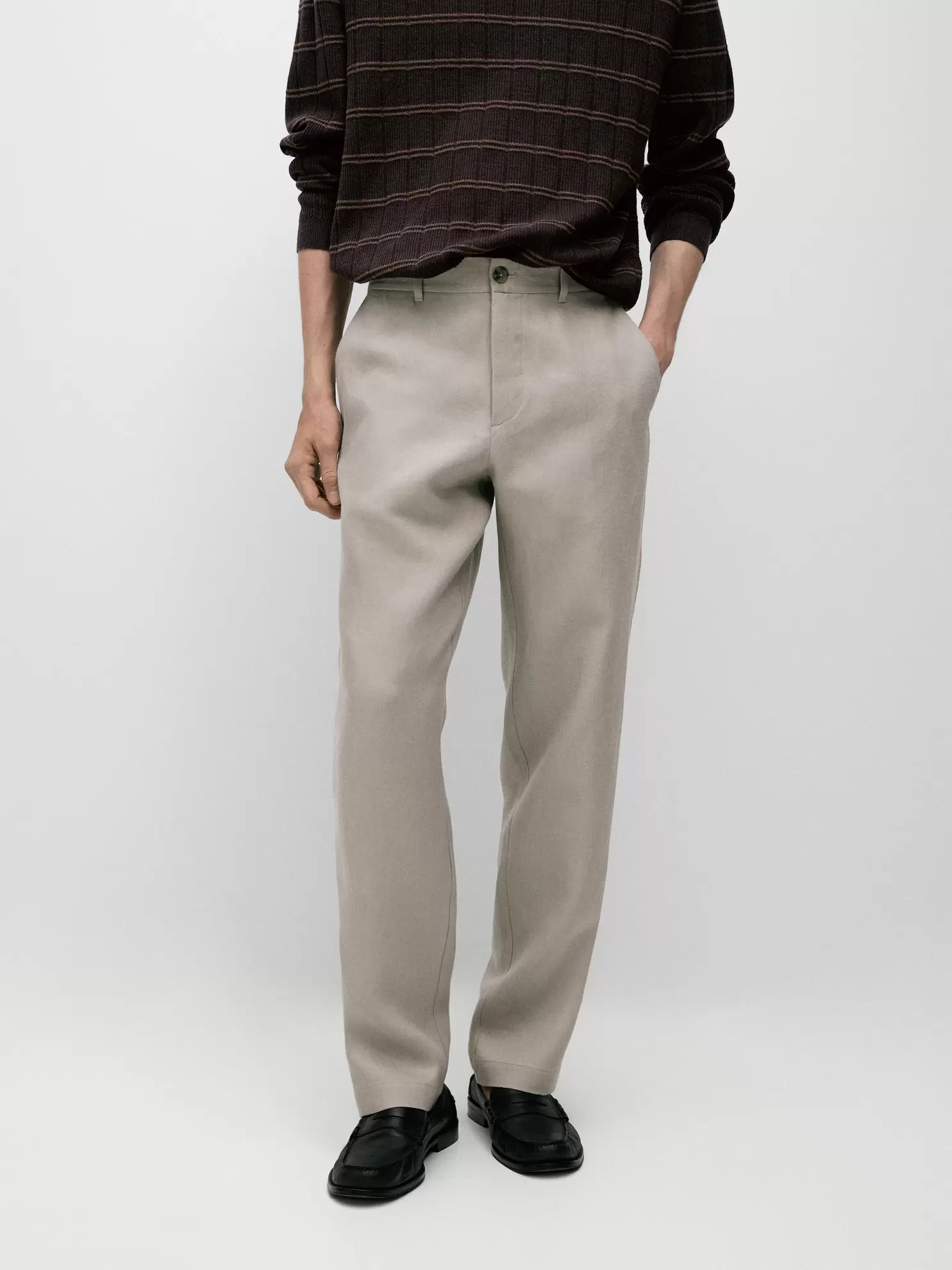%100 keten tapered fit pantolon