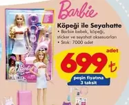 Barbie - Köpeği ile Seyahatte ( bebek, köpeği, sticker ve seyahat aksesuarları)