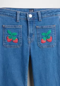 Kız Çocuk | Kids High Rise Nakışlı '70s Flare Jean Pantolon