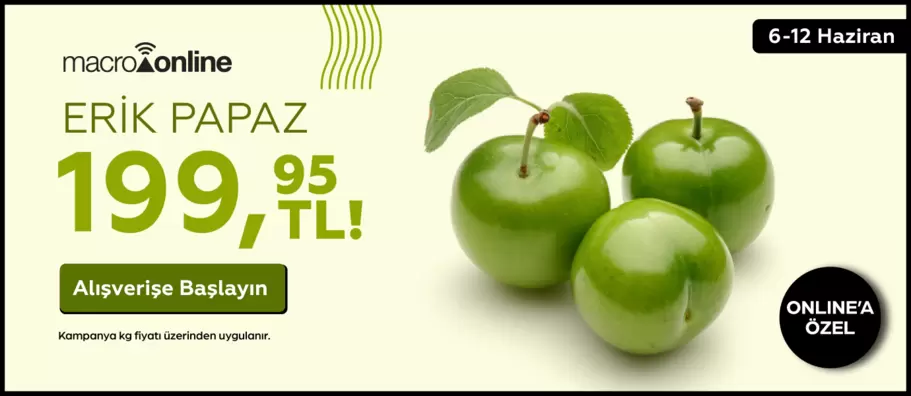 6 - 12 Haziran Erik Papaz 199,95 TL / Kg!