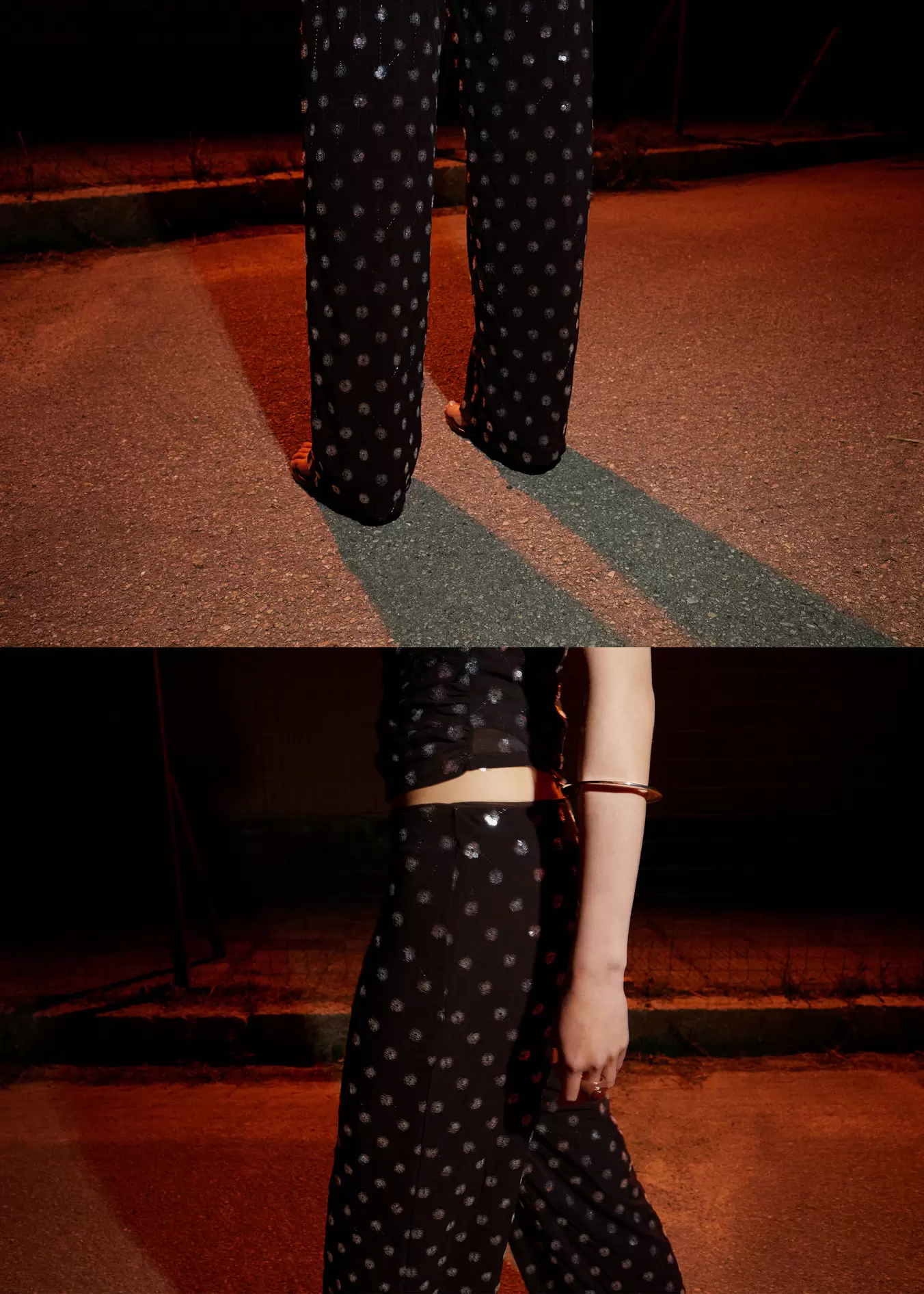 Straight-leg trousers with sequins