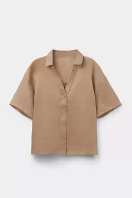 The Pure Linen Kısa Kollu Keten Kanvas Gömlek