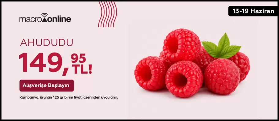 13 - 19 Haziran Ahududu Yerli 149,95 TL / 125 G!