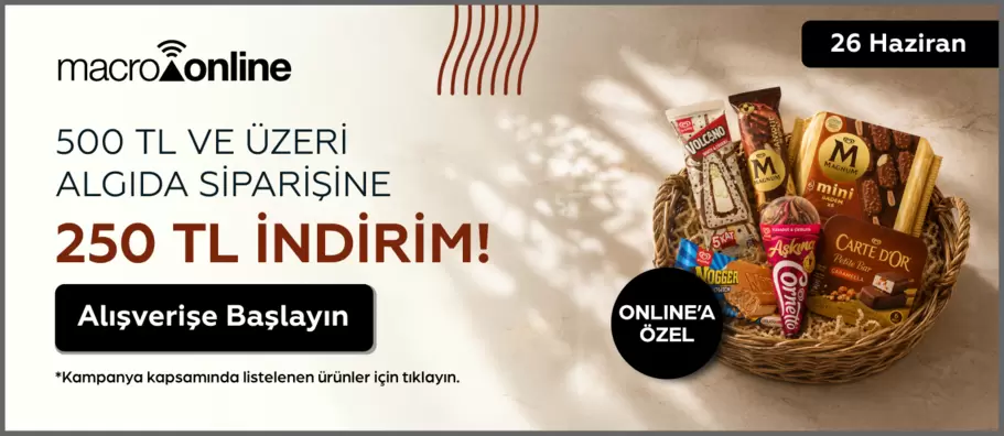 26 Haziran 500 TL ve Üzeri Algida Siparişine 250 TL İndirim!